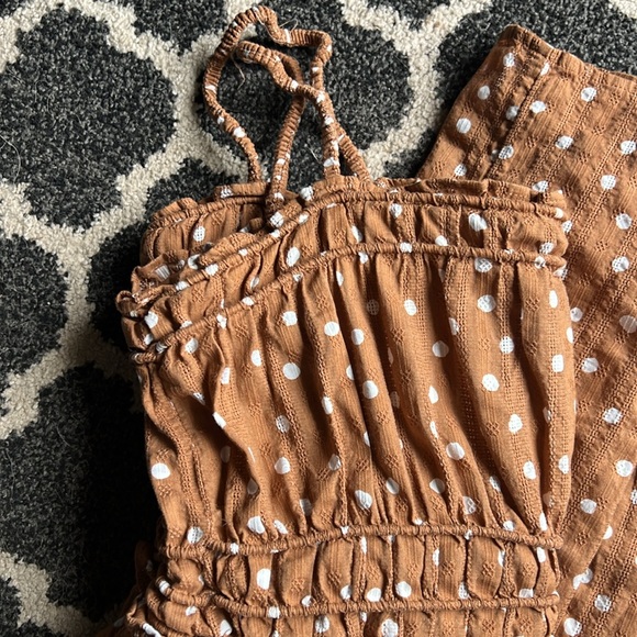 Tan A-line Midi dress - Picture 2 of 8